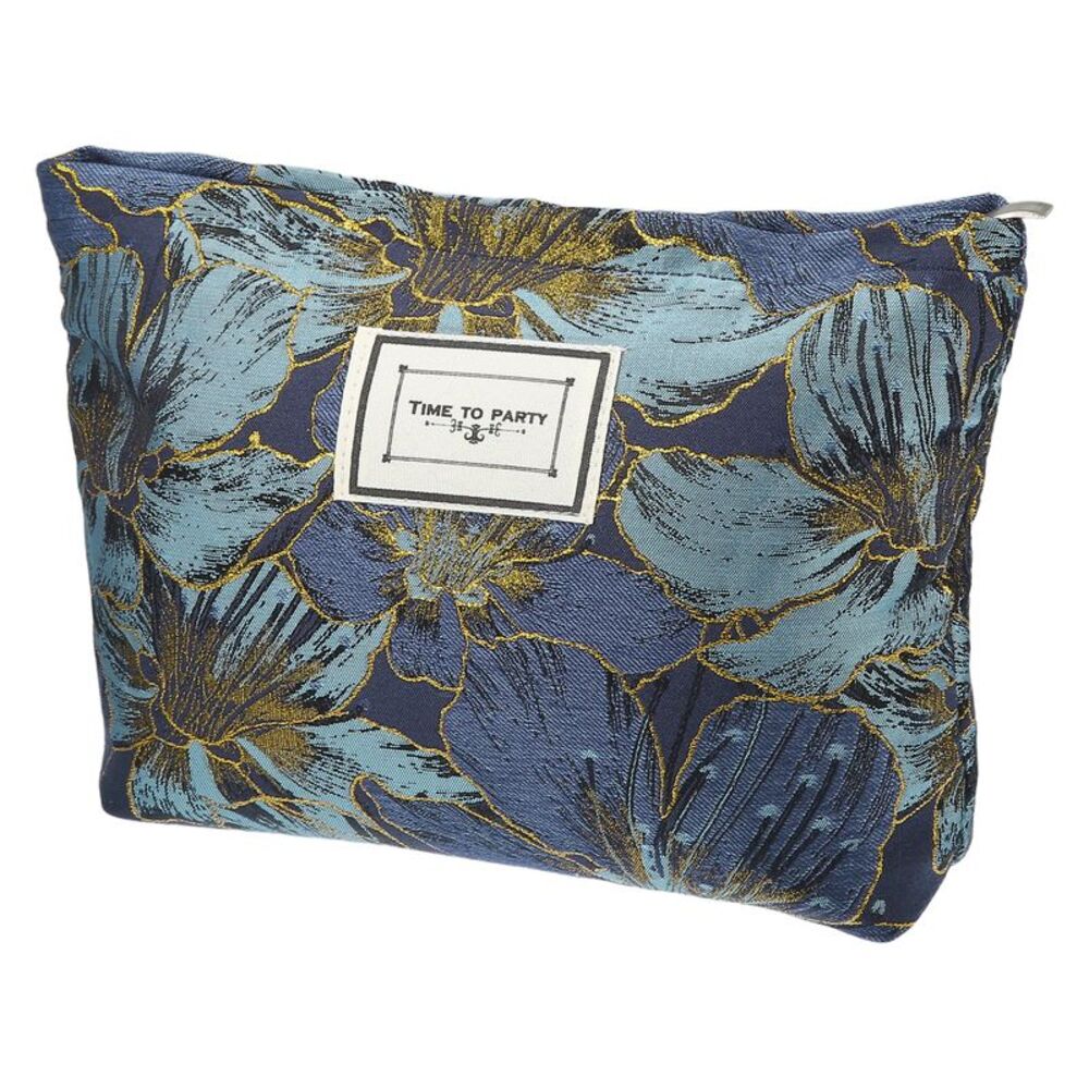 Canvas Large Capacity Cosmetic Bags for Coin Foundations Lipsticks Deep Blue